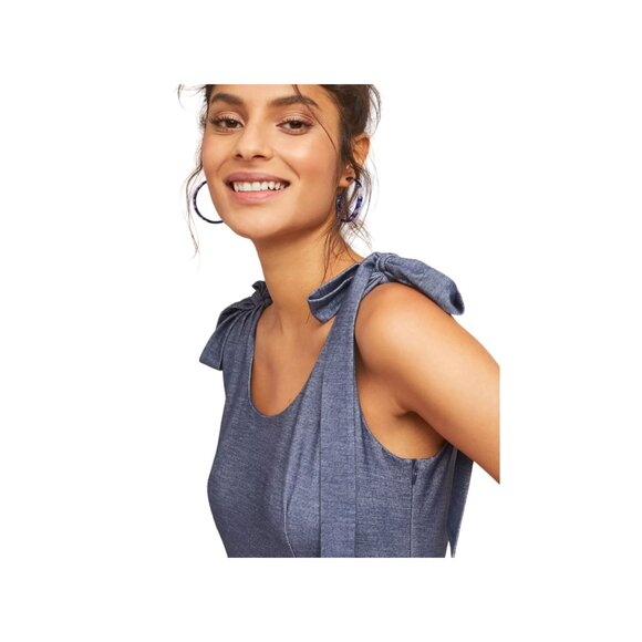 Anthropologie Hutch Amara Tied Shoulders Indigo Blue Scoop Back Dress XL - Picture 2 of 8